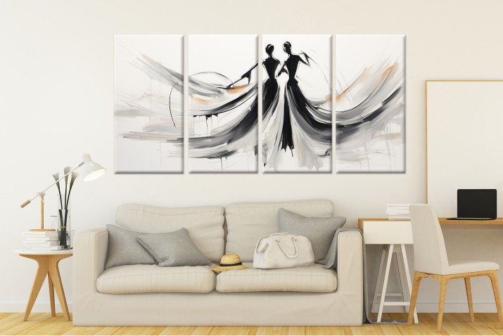 Czteroczęściowy obraz Artystyczna ilustracja - kobiety w sukniach 32560 - zdjęcie 3