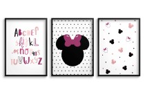 Nowoczesne plakaty dla dziewczynki Alfabet i różowo czarne myszki kd080 Naklejkomania - zdjecie 1 - miniatura