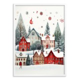 Kolorowy, zimowy plakat Miasteczko i świąteczne dekoracje 61666 Naklejkomania - zdjecie 3 - miniatura
