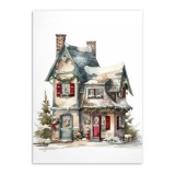 Świąteczny, akwarelowy plakat Zimowe domostwo 61647 Naklejkomania - zdjecie 5 - miniatura