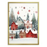 Kolorowy, zimowy plakat Miasteczko i świąteczne dekoracje 61666 Naklejkomania - zdjecie 2 - miniatura