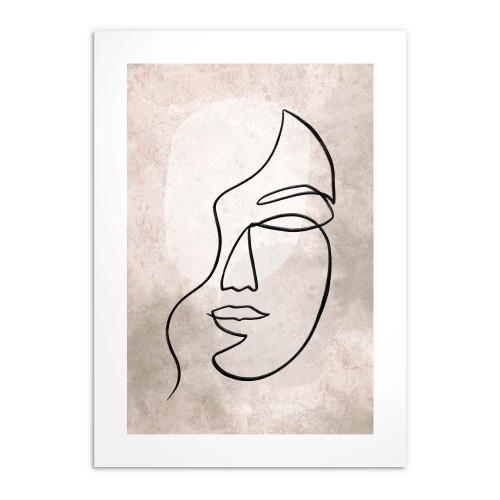 Minimalistyczny plakat Linia - twarz na beżowym tle 61633 - zdjęcie 4