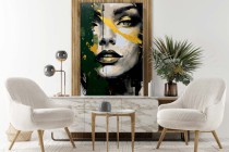 Obraz na ścianę Kobieta z żółtą i zieloną farbą 20770 Naklejkomania - zdjecie 3 - miniatura