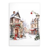 Świąteczny, akwarelowy plakat Zimowe miasteczko 61650 Naklejkomania - zdjecie 5 - miniatura