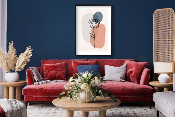 Plakat w minimalistycznym stylu Róża na plamach barwnych 61631 - zdjęcie 5