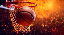 Fototapeta Koszykówka - piłka i kosz na tle iskier 64122 - miniaturka 2