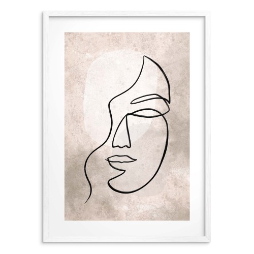 Minimalistyczny plakat Linia - twarz na beżowym tle 61633 - zdjęcie 3
