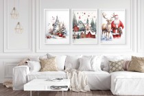 WYPRZEDAŻ 50X70 Zestaw trzech świątecznych plakatów Mikołaj i zimowe widoki KP380 Naklejkomania - zdjecie 5 - miniatura