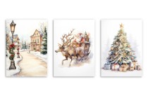 Świąteczne plakaty w beżowej tonacji Mikołaj, choinka i miasto KP382 Naklejkomania - zdjecie 4 - miniatura