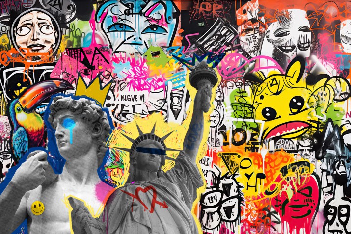Kolorowa, fototapeta w młodzieżowym stylu Graffiti z rzeźbami 32674 - zdjęcie 2