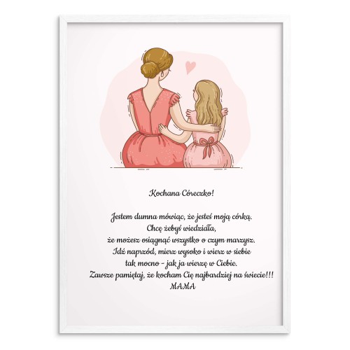 Plakat dla córki od mamy - Rysowana grafika z serduszkiem 80019 - zdjęcie 3