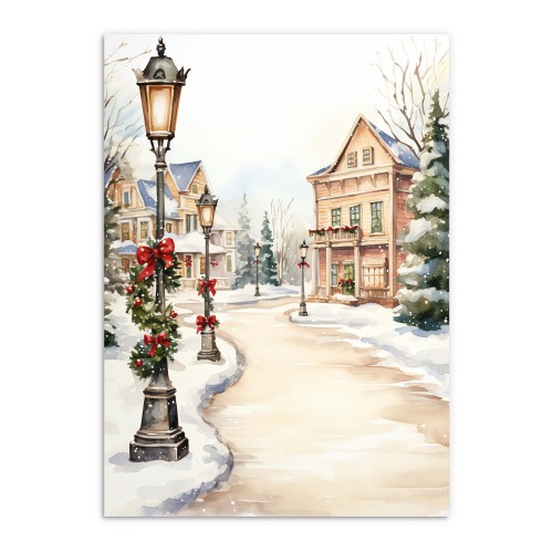 Akwarelowy plakat Zimowa uliczka 61674 - zdjęcie 5