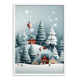 Zimowy plakat dla dzieci Świąteczne miasteczko w lesie 61677 Naklejkomania - zdjecie 2 - miniatura