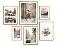 Zimowe plakaty Hello Winter - Jeleń i widoki 23194 Naklejkomania - zdjecie 3 - miniatura