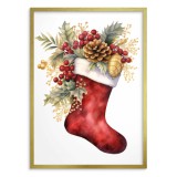 Świąteczny plakat Skarpeta na prezenty z jemiołą 61661 Naklejkomania - zdjecie 2 - miniatura