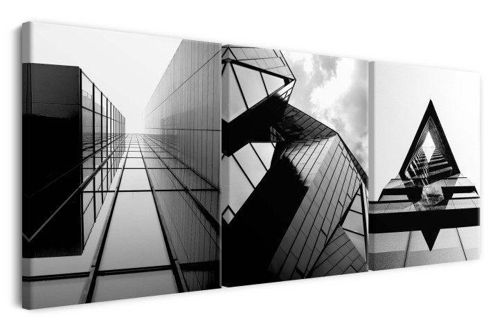 Czarnobiały tryptyk Geometryczna architektura 20764 - zdjęcie 2