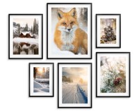 Zimowe plakaty Lis, śnieżne widoki i szyszki 23193 Naklejkomania - zdjecie 1 - miniatura