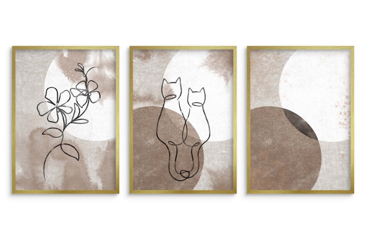 Abstrakcyjne, geometryczne plakaty Kwiaty, koty i koła KP387 - zdjęcie 3