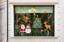 Dwustronne naklejki na szybę wielokrotnego użytku, na okno na Boże Narodzenie - Mikołaj, bałwanek, renifer 25601 Naklejkomania - zdjecie 1 - miniatura
