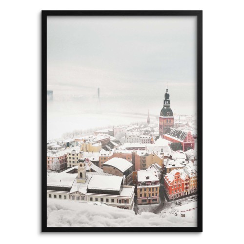 Zimowy plakat Śnieżna panorama miasta 61693