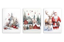 Zestaw trzech świątecznych plakatów Mikołaj i zimowe widoki KP380 Naklejkomania - zdjecie 4 - miniatura