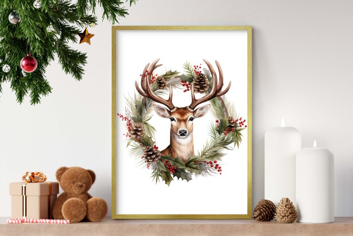 Świąteczny plakat Renifer w wieńcu 61659 - zdjęcie 4