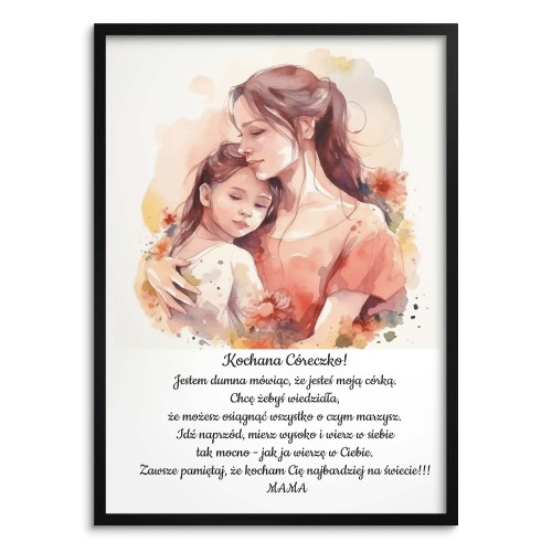 Plakat dla córki od mamy z akwarelowym obrazkiem 80020 Naklejkomania - zdjecie 1
