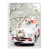 Świąteczny plakat Retro auto przykryte śniegiem  61682 Naklejkomania - zdjecie 3 - miniatura