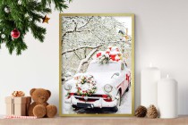 Świąteczny plakat Retro auto przykryte śniegiem  61682 Naklejkomania - zdjecie 4 - miniatura