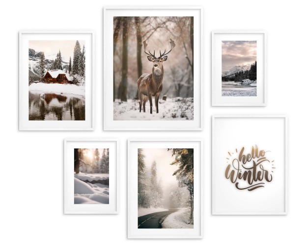 Zimowe plakaty Hello Winter - Jeleń i widoki 23194 - zdjęcie 4