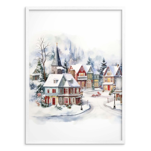 Zimowy plakat Miasto w śniegu 61657 - zdjęcie 3