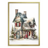 Świąteczny, akwarelowy plakat Zimowe domostwo 61647 Naklejkomania - zdjecie 2 - miniatura
