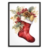 Świąteczny plakat Skarpeta na prezenty z jemiołą 61661 Naklejkomania - zdjecie 1 - miniatura