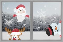 Naklejka świąteczna na szybę drukowana na folii bezbarwnej 22000 - bałwanek, Mikołaj, renifer Naklejkomania - zdjecie 1 - miniatura