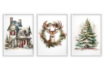 Zestaw trzech plakatów Święta: renifer, choinka i ozdoby KP381 Naklejkomania - zdjecie 3 - miniatura
