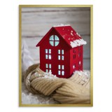 Plakat z zimowym motywem Czerwony lampion w kształcie domku 61673 Naklejkomania - zdjecie 3 - miniatura