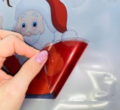 Naklejka bożonarodzeniowa na okno drukowana na folii bezbarwnej 22004, Mikołaj, bałwanek Naklejkomania - zdjecie 3 - miniatura