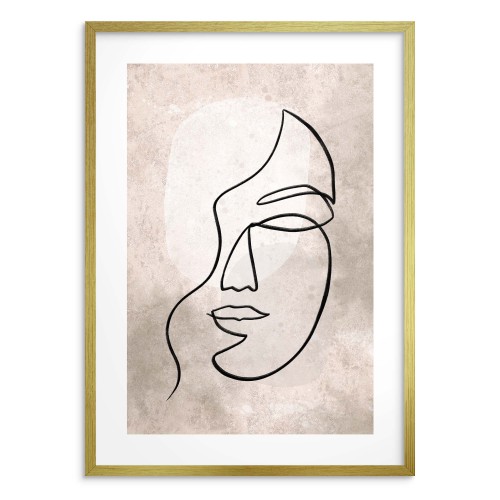 Minimalistyczny plakat Linia - twarz na beżowym tle 61633 - zdjęcie 2