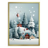 Zimowy plakat dla dzieci Świąteczne miasteczko w lesie 61677 Naklejkomania - zdjecie 3 - miniatura