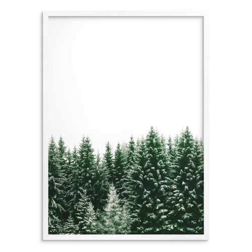 Minimalistyczny, zimowy plakat Las iglasty w śniegu 61691 - zdjęcie 3