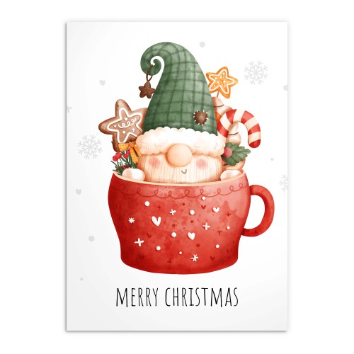 Świąteczny, uroczy plakat Merry Christmas - kubek ze skrzatem i słodyczami 61652 - zdjęcie 5