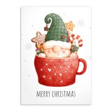 Świąteczny, uroczy plakat Merry Christmas - kubek ze skrzatem i słodyczami 61652 Naklejkomania - zdjecie 5 - miniatura