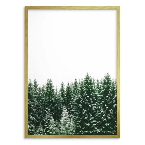 Minimalistyczny, zimowy plakat Las iglasty w śniegu 61691 - zdjęcie 2