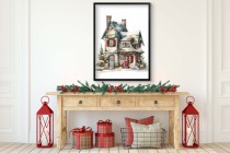 Świąteczny, akwarelowy plakat Zimowe domostwo 61647 Naklejkomania - zdjecie 4 - miniatura