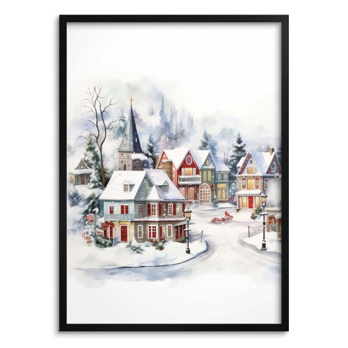 Zimowy plakat Miasto w śniegu 61657 Naklejkomania - zdjecie 1