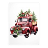 Malowany, świąteczny plakat Samochód z prezentami i choinkami 61675 Naklejkomania - zdjecie 5 - miniatura