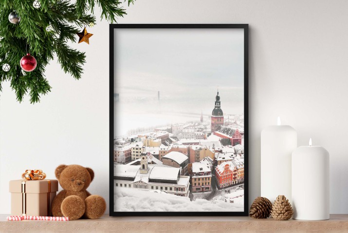 Zimowy plakat Śnieżna panorama miasta 61693 - zdjęcie 4