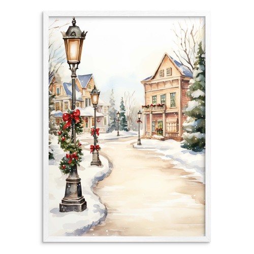 Akwarelowy plakat Zimowa uliczka 61674 - zdjęcie 2