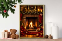 Bożonarodzeniowy plakat Wieczór przy świątecznym kominku 61681 Naklejkomania - zdjecie 4 - miniatura
