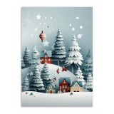 Zimowy plakat dla dzieci Świąteczne miasteczko w lesie 61677 Naklejkomania - zdjecie 5 - miniatura